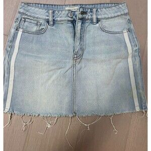 PacSun Denim Mini Skirt Thrashed Summer Staple Festival Distressed Skater 25